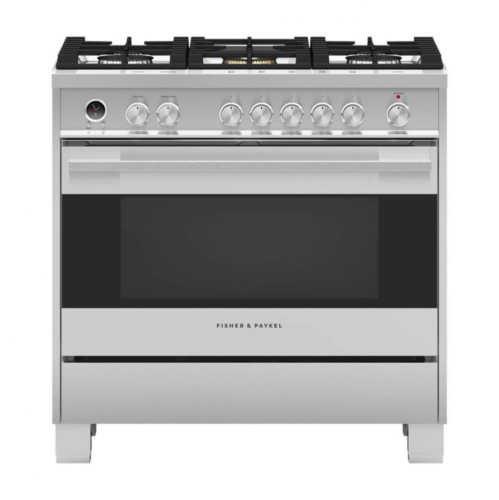 36'' Range, 5 Burners, Self-Cleaning, with Hob Rail