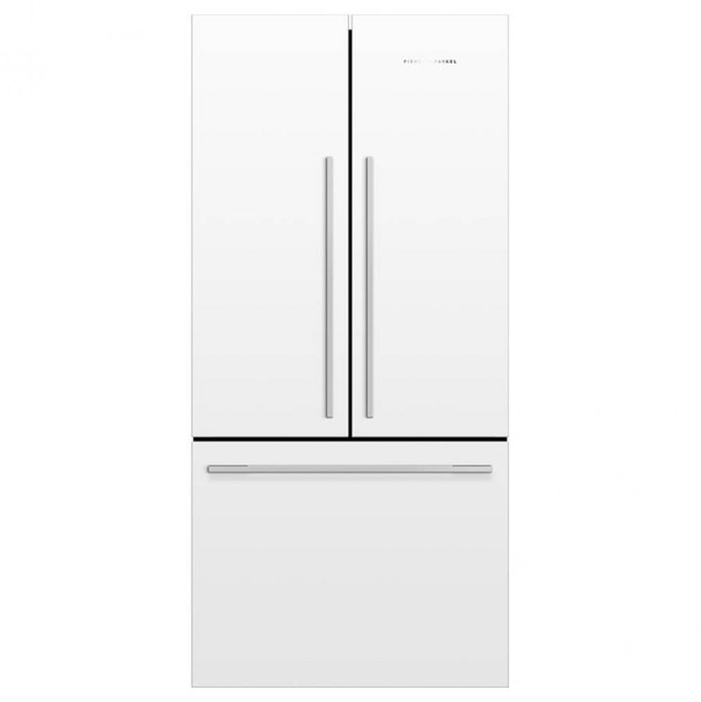 32'' French Door Refrigerator Freezer, 17 cu ft, White, Non Ice and Water, Counter Depth