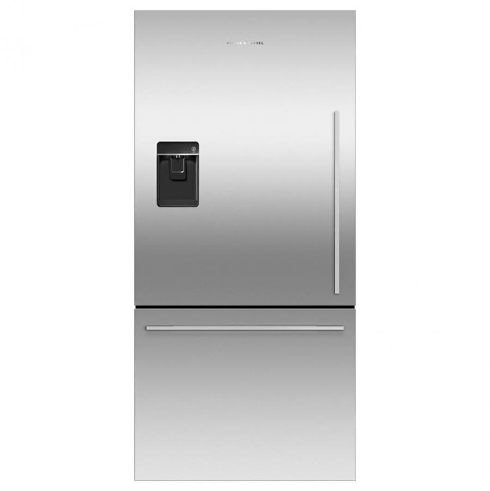 32'' Bottom Mount Refrigerator Freezer, 17 cu ft, Stainless Steel, Ice and Water, Left H