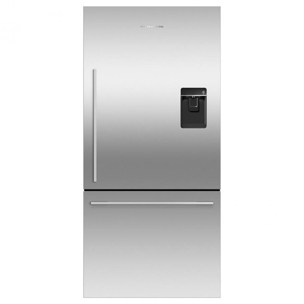 32'' Bottom Mount Refrigerator Freezer, 17 cu ft, Stainless Steel, Ice and Water, Right