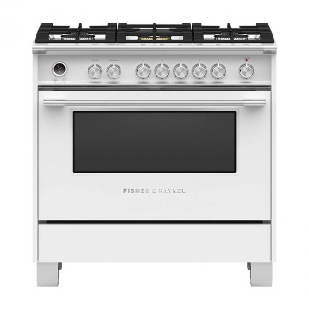 36'' Range, 5 Burners, Self-cleaning, White