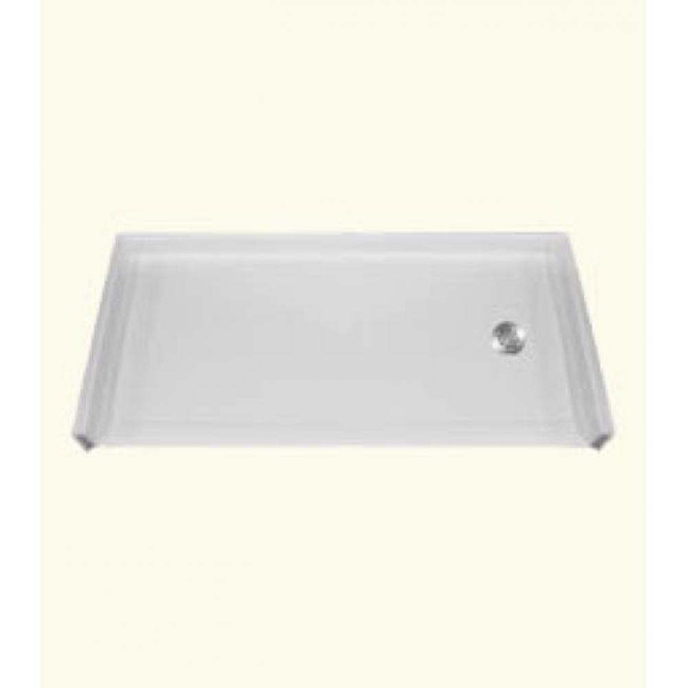 RBSP 54x30'' Barrier-free shower pan. White. Right drain.