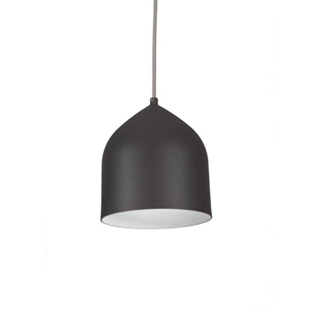 Single Lamp Pendant With Spun Aluminum Shade Showcasing Power-Coated Finishes In Contrasing Hues.