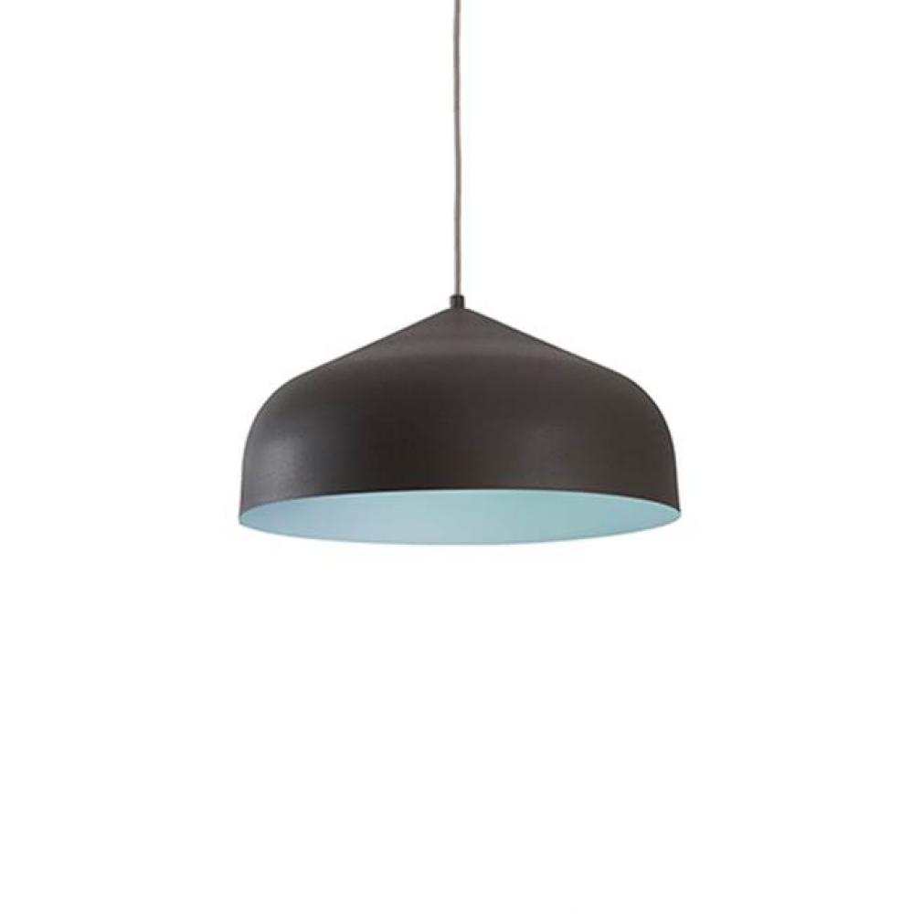 Single Lamp Pendant With Spun Aluminum Shade Showcasing Power-Coated Finishes In Contrasing Hues.