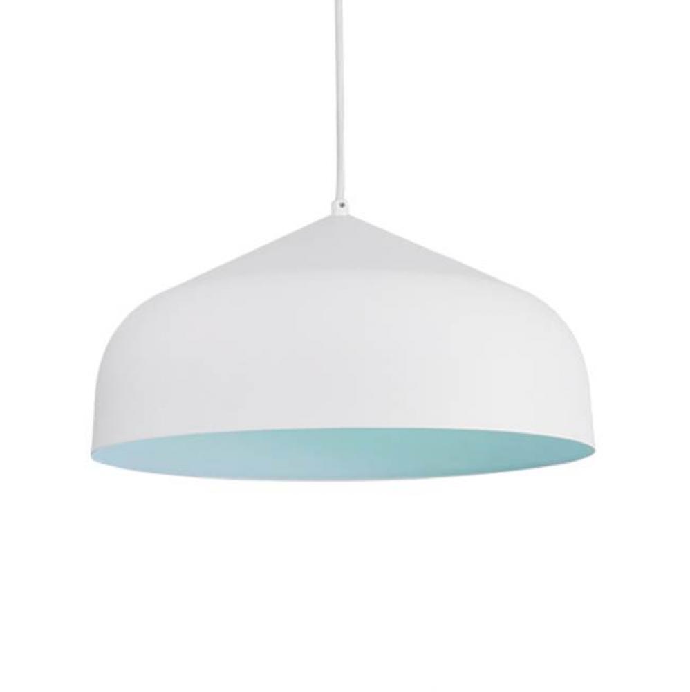 Single Lamp Pendant With Spun Aluminum Shade Showcasing Power-Coated Finishes In Contrasing Hues.