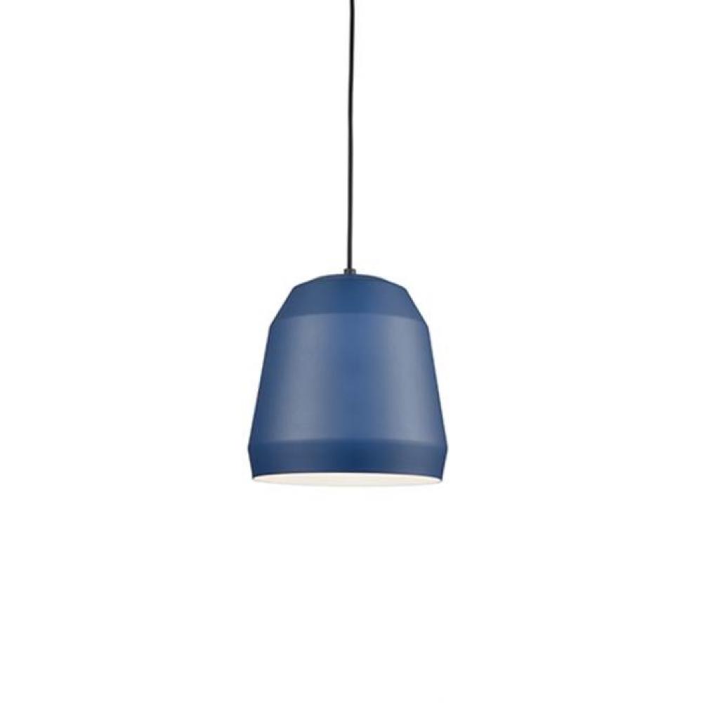 Single Lamp Pendant With FacetedAluminum Shade ShowcasingPowder-Coated Finishes AgainstA Matte