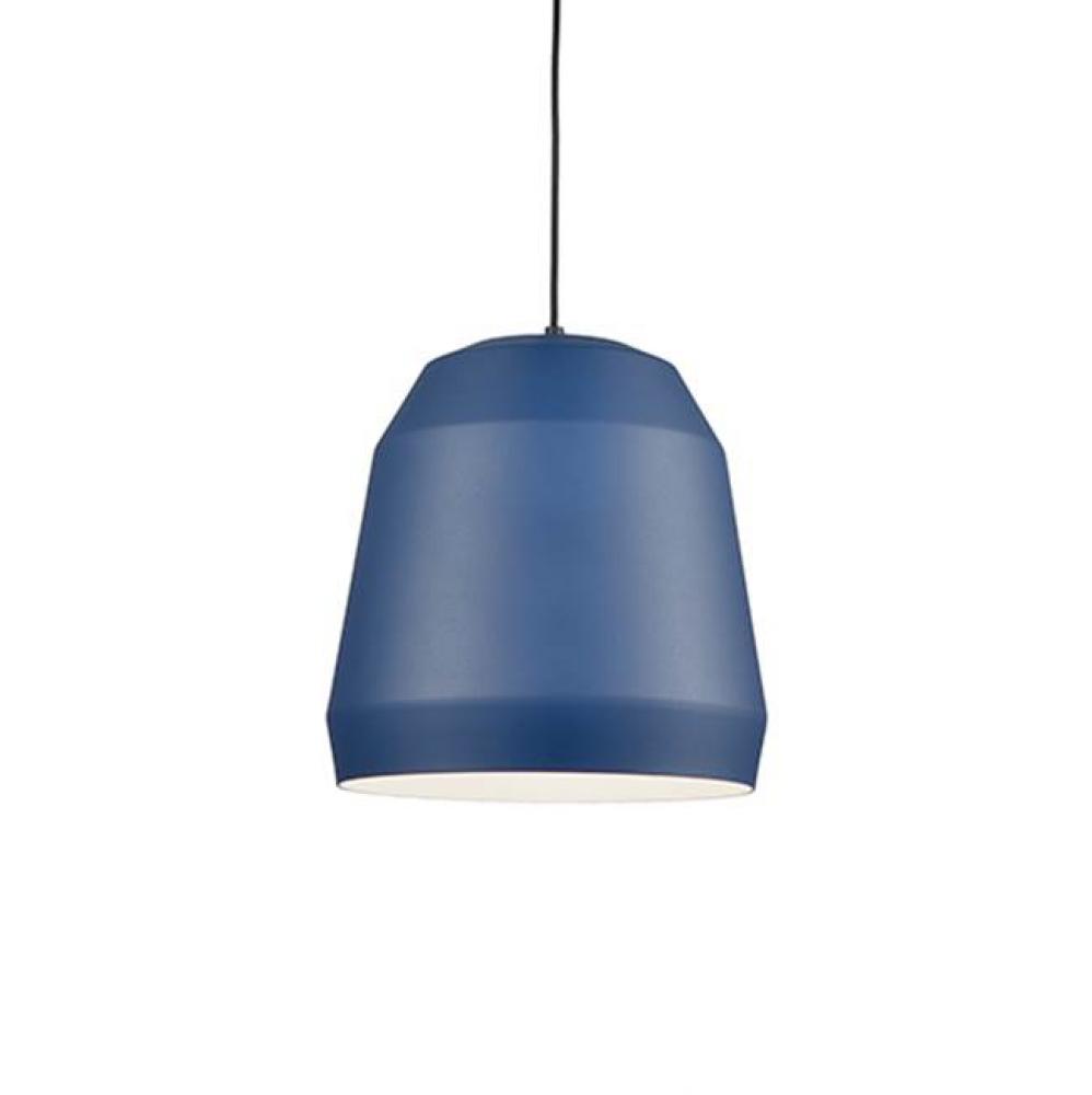 Single Lamp Pendant With FacetedAluminum Shade ShowcasingPowder-Coated Finishes AgainstA Matte