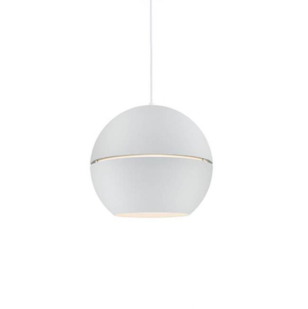 Single Lamp Pendant With Split Spherical Aluminum Shade Showcasing Powder-Coated Finishes Against