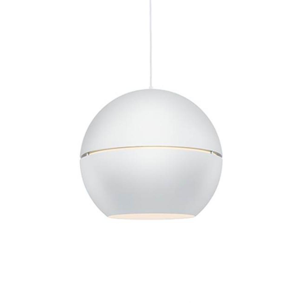 Single Lamp Pendant With Split Spherical Aluminum Shade Showcasing Powder-Coated Finishes Against