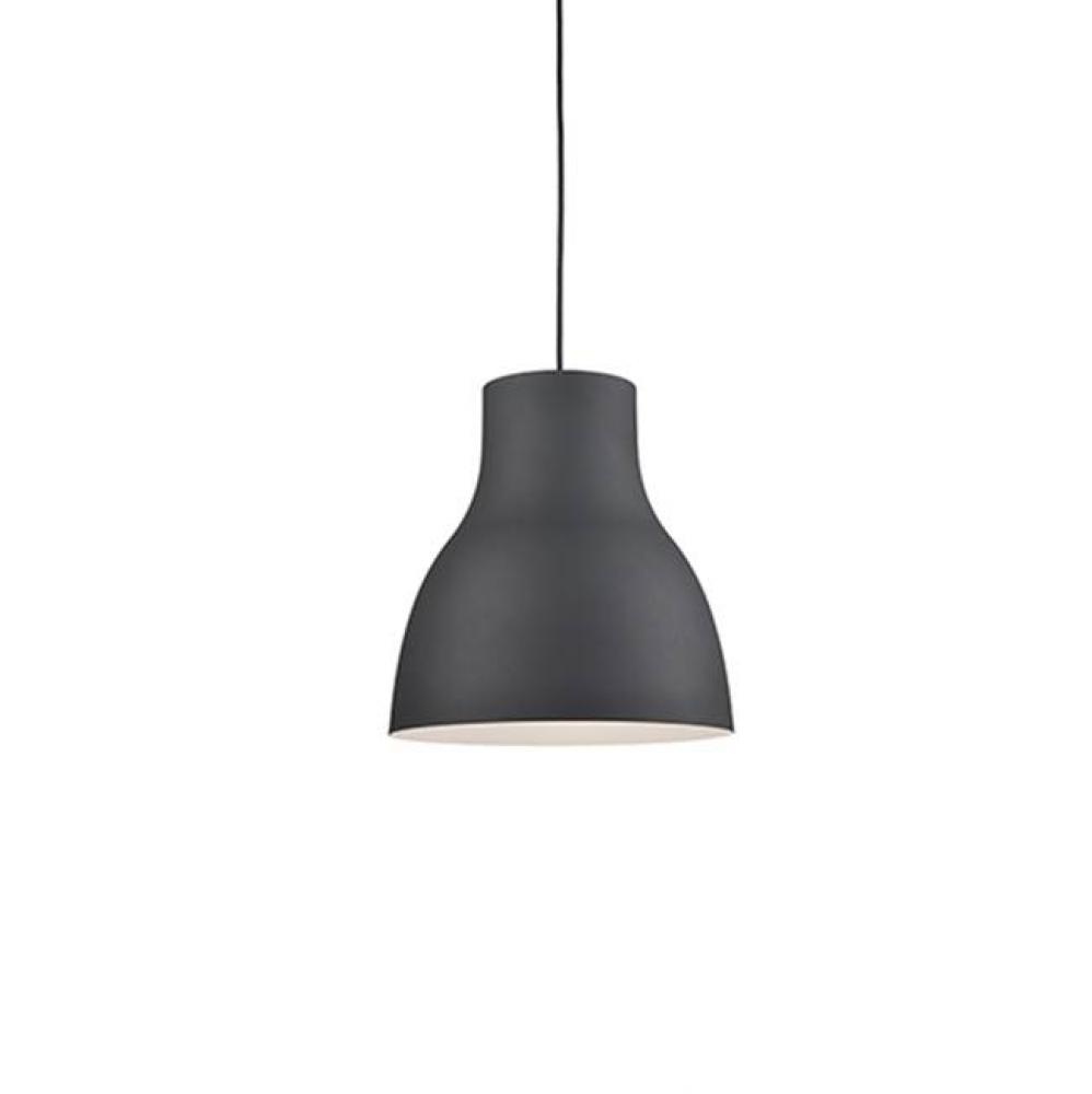 Single Lamp Pendant With TaperedAluminum Shade ShowcasingPowder-Coated Finishes. ExteriorShade