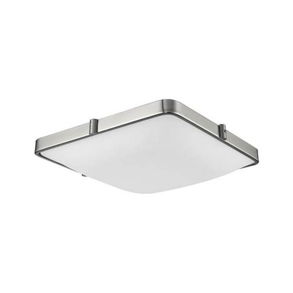 Single Led Flush Mount Ceiling Fixture With Square White Opal Glass. Metal Details In Brushed