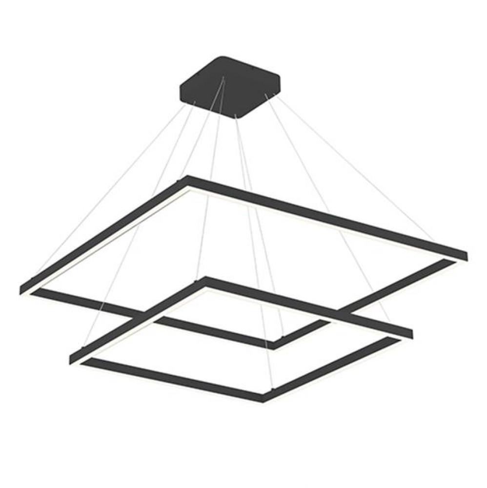 A Suspended Rectilinear Frame Emits Soft Luminance Downward From The Continuous Perimeter Opal