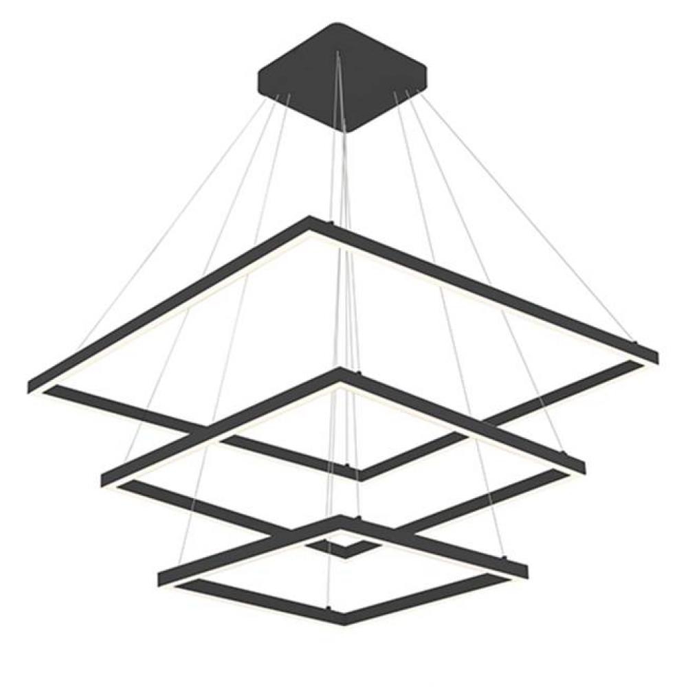 A Suspended Rectilinear Frame Emits Soft Luminance Downward From The Continuous Perimeter Opal