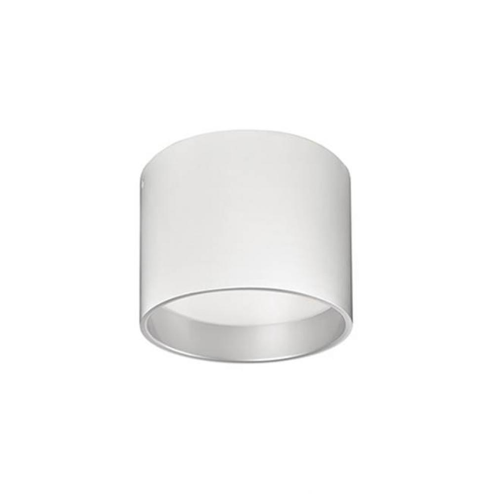 Immaculate In Design Two Toned Round Cylinder Shaped Flush Mount With White Acrylic Diffuser.