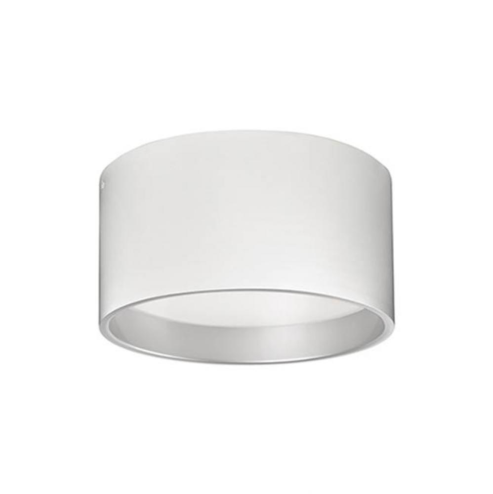 Immaculate In Design Two Toned Round Cylinder Shaped Flush Mount With White Acrylic Diffuser.