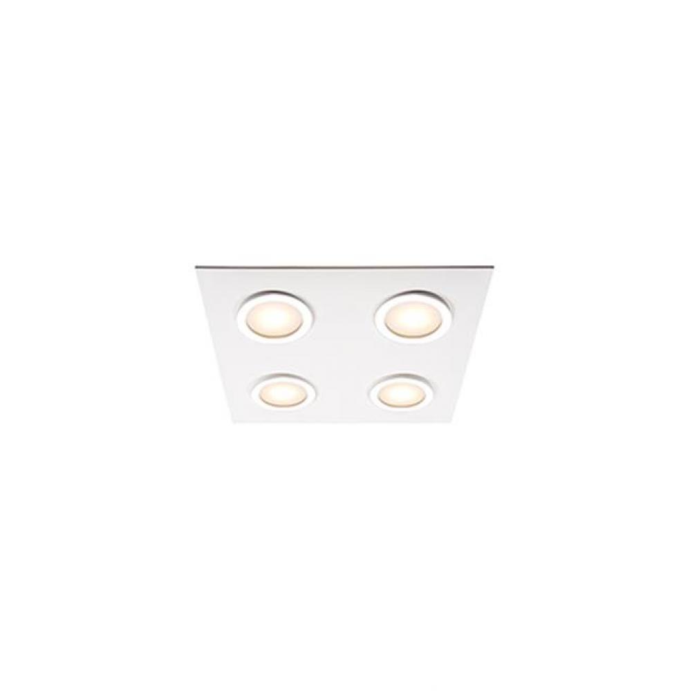 Low Profile Flush Mount Wall Or Ceiling Mounted Lighting Fixture With Four 1200 Lumen Led Sources