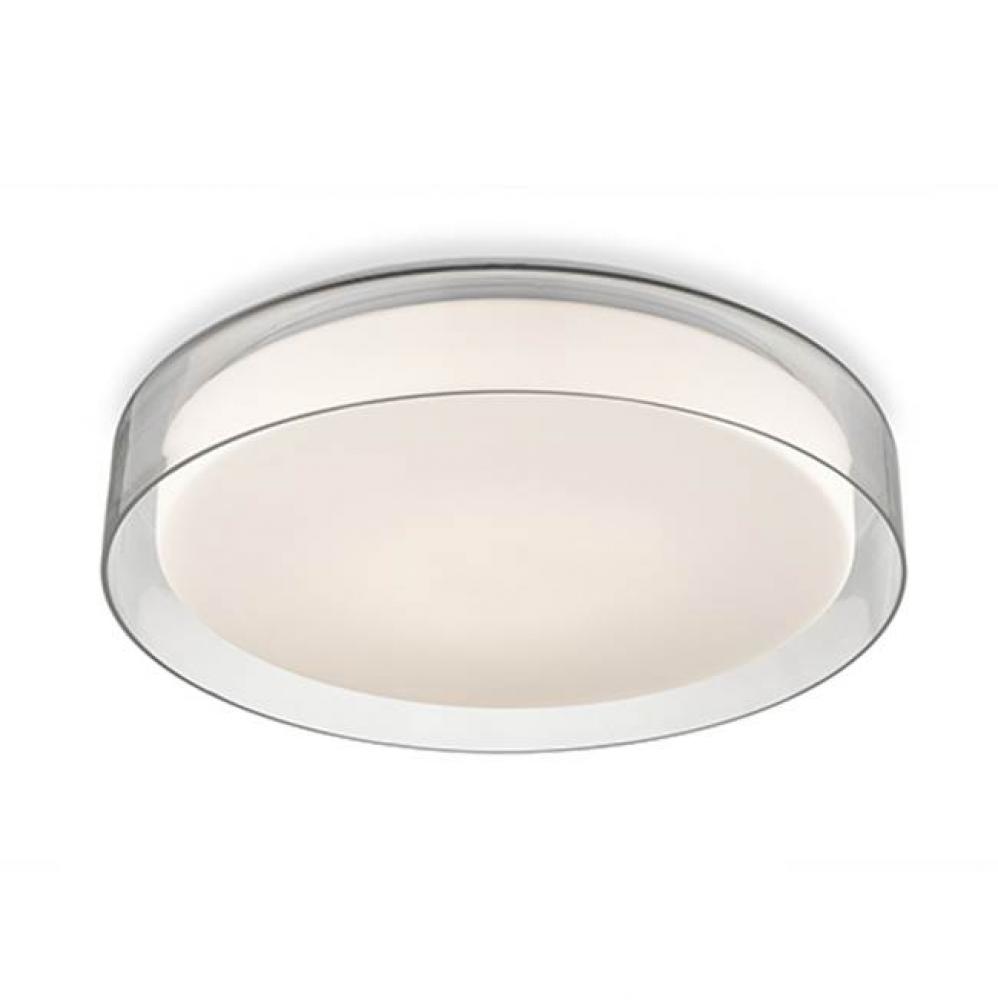 Clear Round Aesthetic GlassOpal Glass Cylindrical DiffuserPowder-Coated White Steel Ceiling