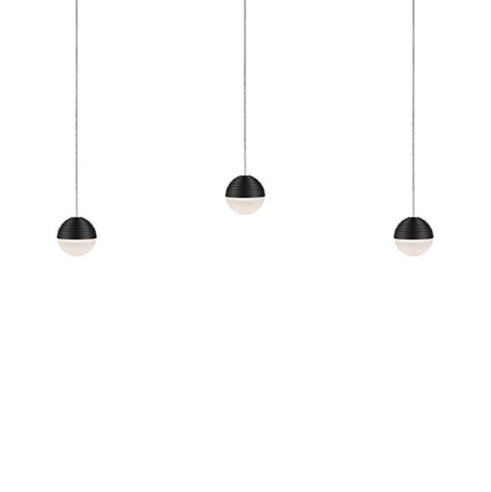 Linear Downward Light Led Multi-Pendant With Three Stratum Sphere Shaped Cast Aluminum And