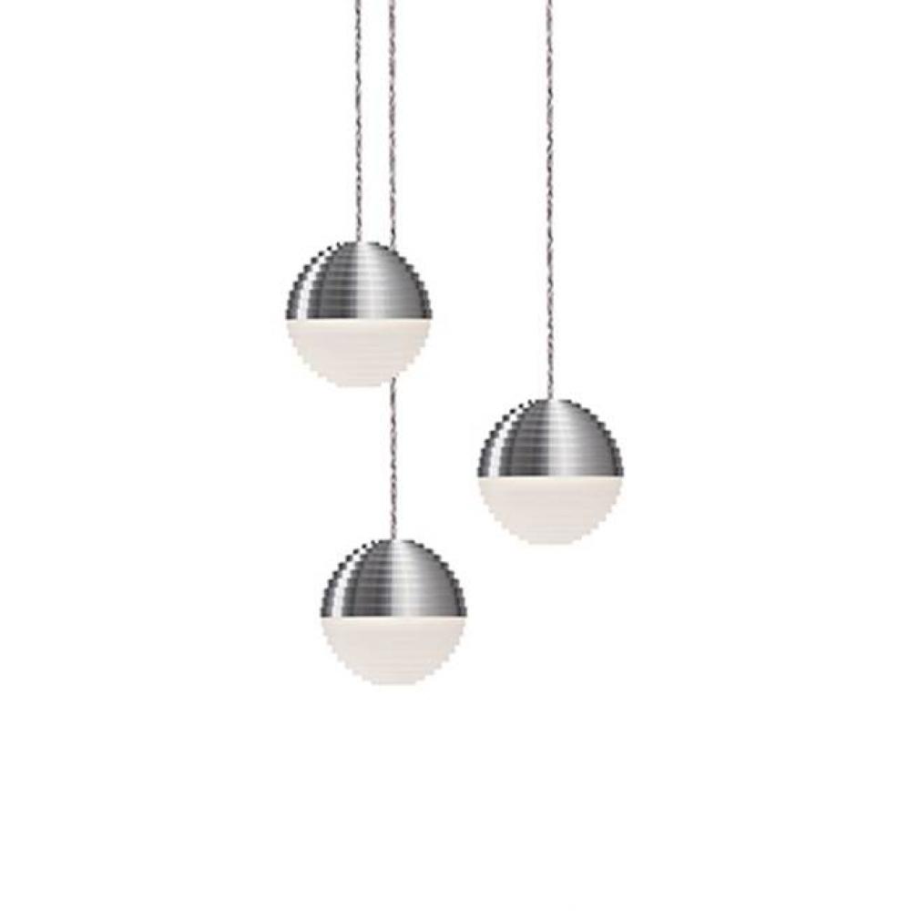 Round Downward Light Led Multi-Pendant With Three Stratum Sphere Shaped Cast Aluminum And