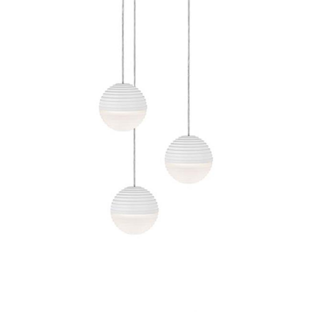 Round Downward Light Led Multi-Pendant With Three Stratum Sphere Shaped Cast Aluminum And