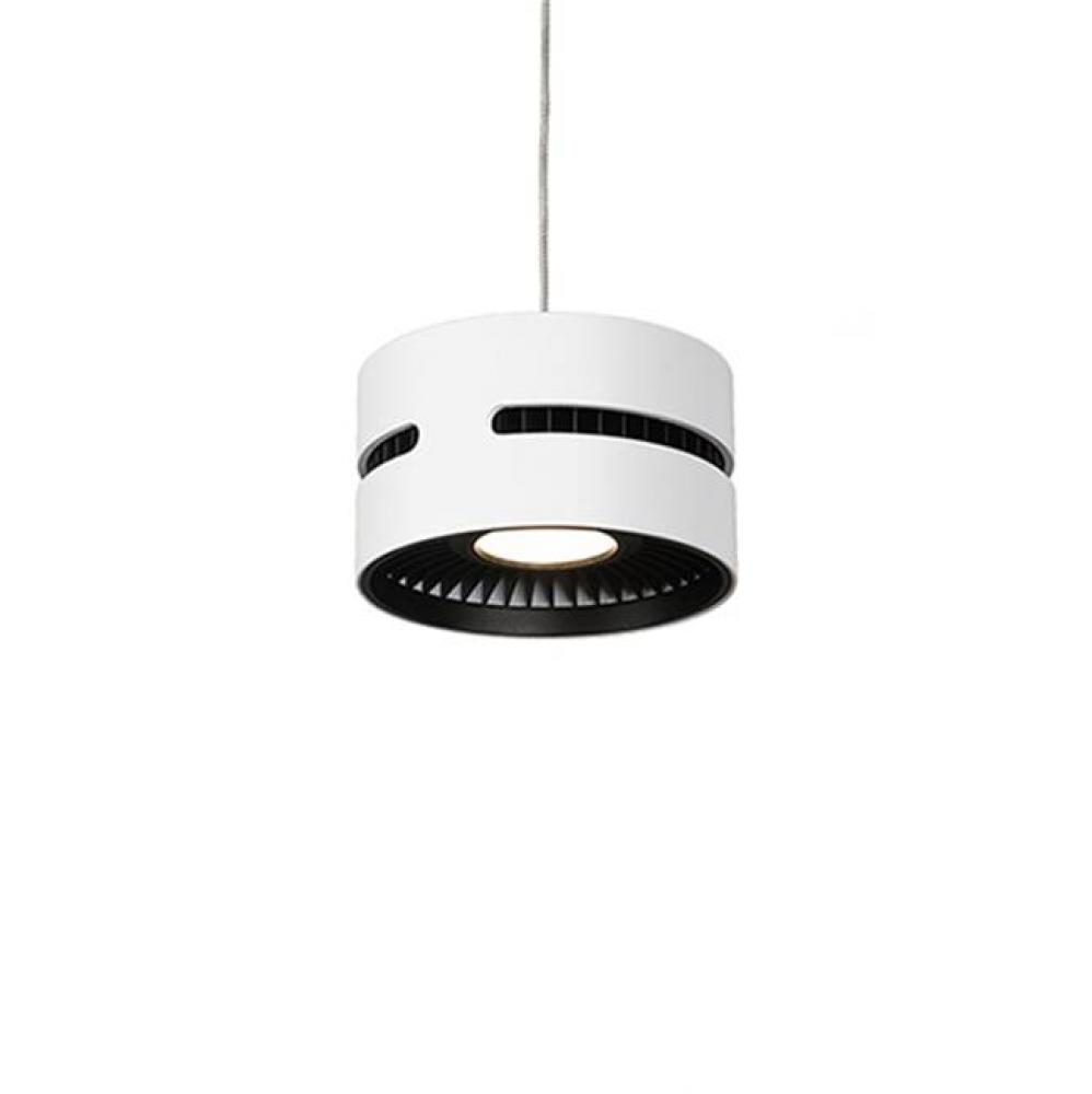 Single Led Pendant With Heavy Gauged Cast Aluminum Outer Casting, Visible Black Heatsink From Two