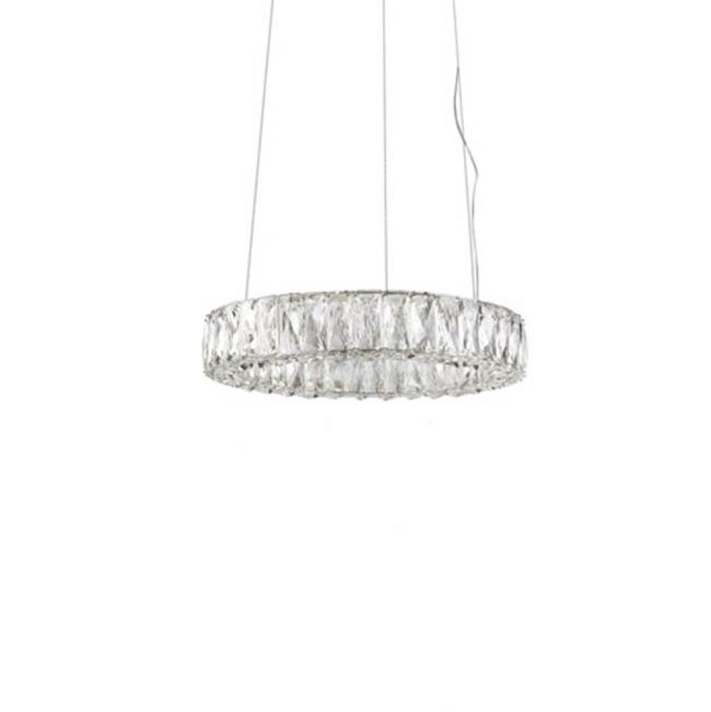 Single Ring Led Pendant, With Exquisite Diamond Cut Clear Crystals Which Reflects The Light