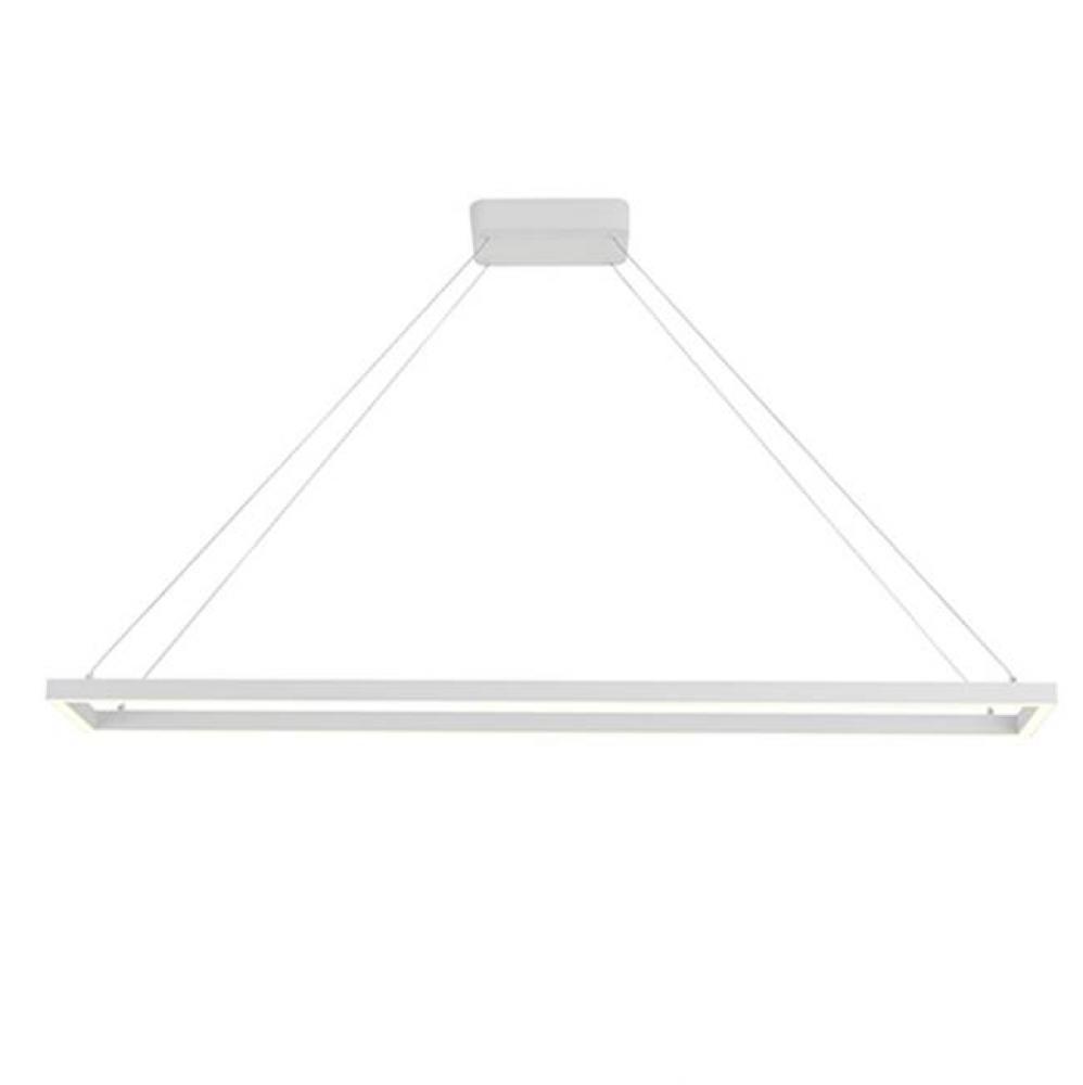 A Suspended Rectilinear Frame Emits Soft Luminance Downward From The Continuous Perimeter Opal