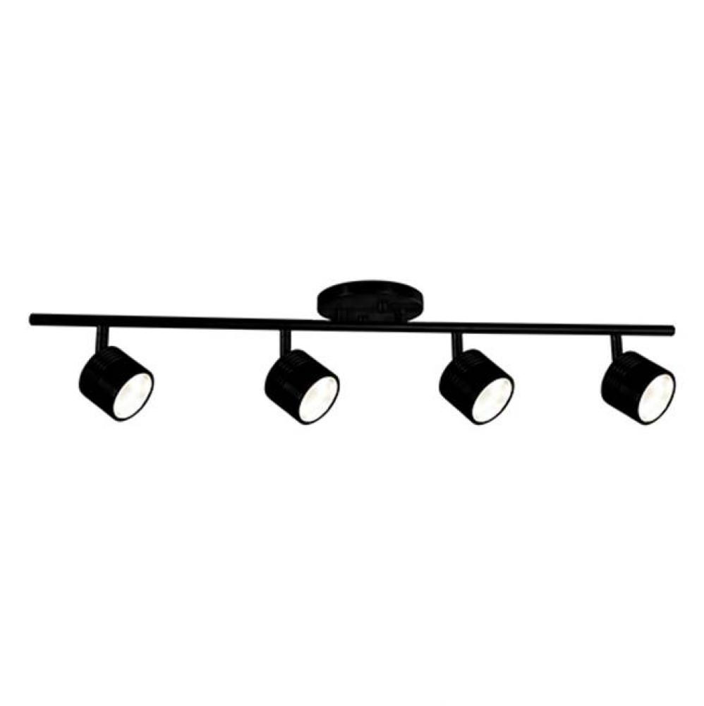 Modern Led Fixed Track Fixture With Five Die Cast Aluminum Heads And Frosted Glass Diffusers.
