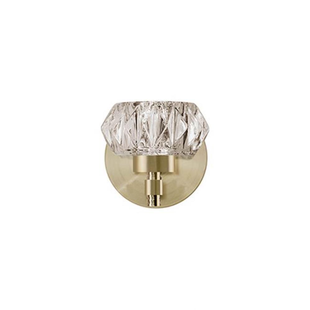 Beautiful Led Single Light Vanity With Elegant Vintage Crystal Cut Clear Glass And Polished