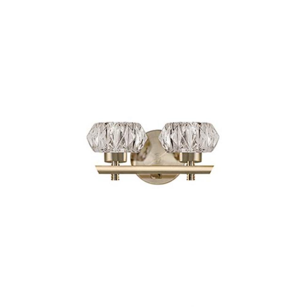 Beautiful Led Two Light Vanity With Elegant Vintage Crystal Cut Clear Glass And Polished Chrome