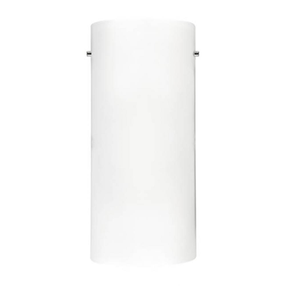 Single Led Wall Sconce With Half Cylinder Shaped White Opal Glass. Metal Details In Brushed