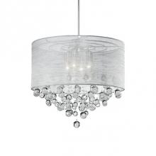 Kuzco 42154 - Four Lamp Pendant With Textured Silver Silk Shade And Drops Of Clear Crystal Balls With Bubbles