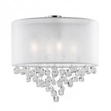 Kuzco 52154W - Four Lamp Ceiling Fixture  With Textured White Organza Shade And Drops Of Clear Crystal Balls