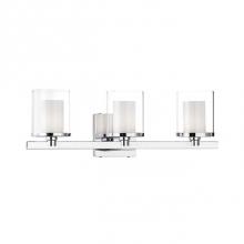 Kuzco 701203 - Three Lamp Cylinder Vanity With Clear Open Outer Glass And White Opal Inner Glass. Metal Details