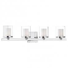 Kuzco 701204 - Four Lamp Cylinder Vanity With Clear Open Outer Glass And White Opal Inner Glass. Metal Details