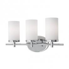 Kuzco 70273CH - Three Lamp Vanity With White Opal Cylinder Glass And Chrome Metal