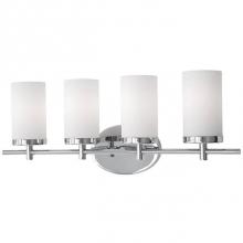 Kuzco 70274CH - Four Lamp Vanity With White Opal Cylinder Glass And Chrome Metal