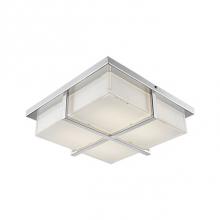 Kuzco FM2413-CH - Elegant Square Led Flush Mount With Frosted Glass With Fine Crystal Clear Edges; Polished Chrome