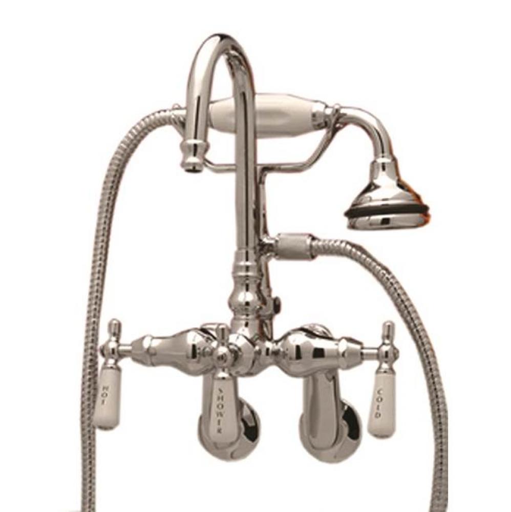 Tub Wall Mount English Telephone Faucet - Gooseneck Spout