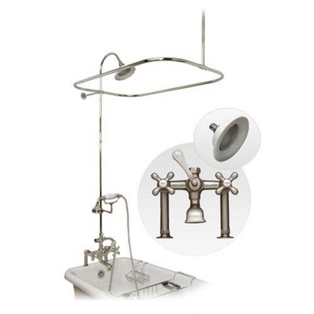 Deck Mount Shower Kit with Classic Spout Faucet Rim Mount Shower Enclosure