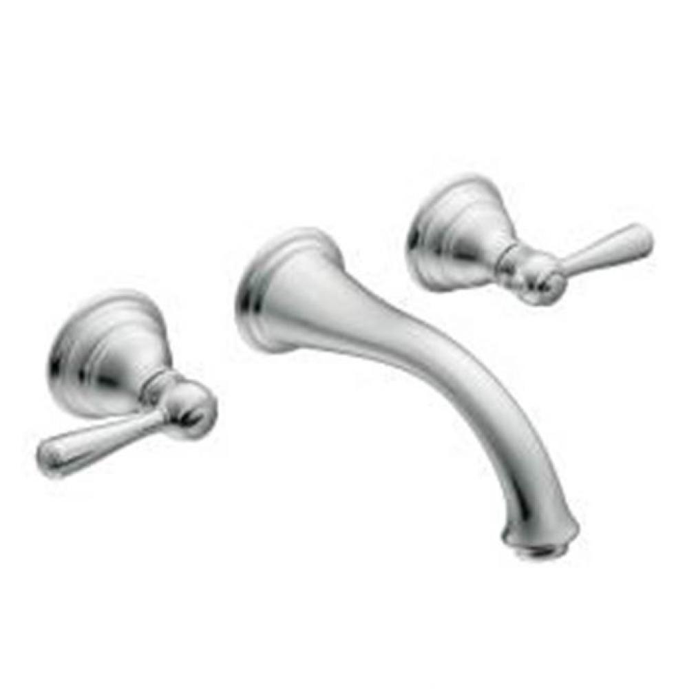 Chrome two-handle low arc wall mount bathroom