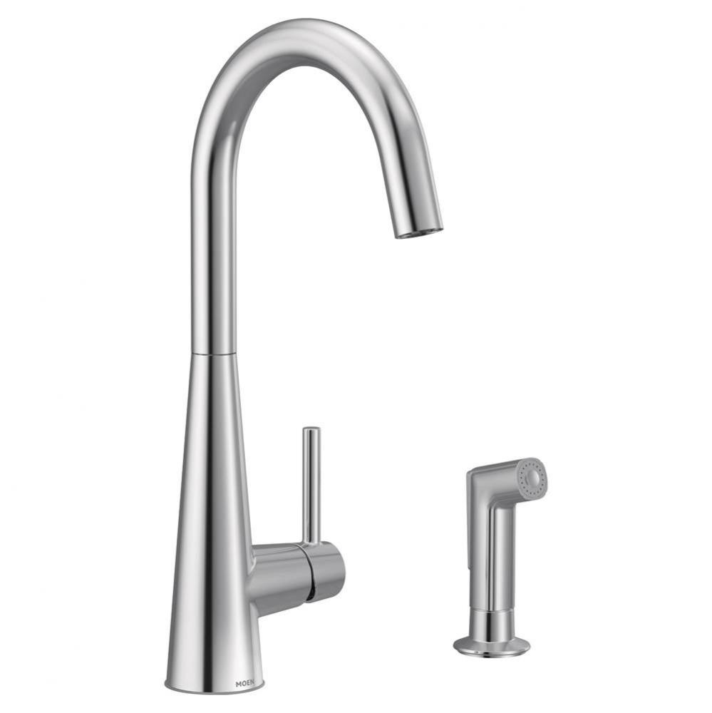 Sleek Chrome One-Handle High Arc Kitchen Faucet