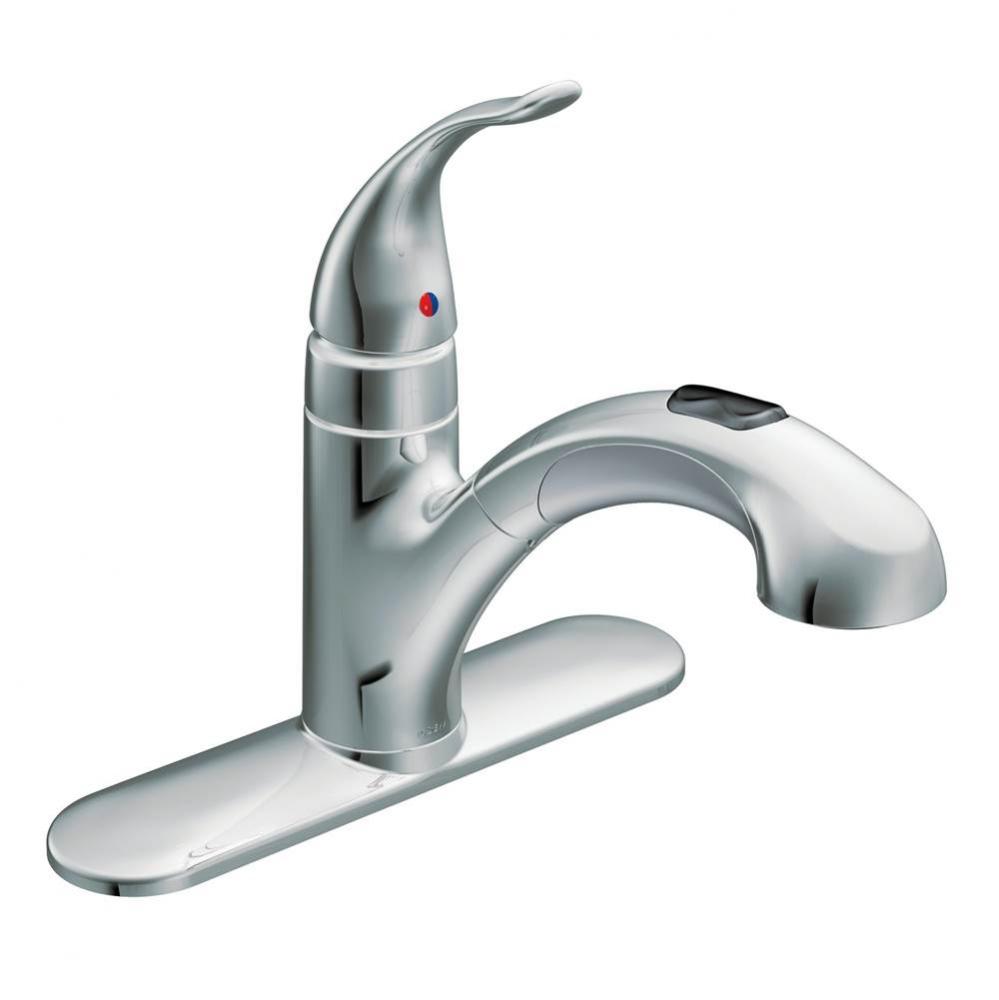 Integra Chrome One-Handle Low Arc Pullout Kitchen Faucet