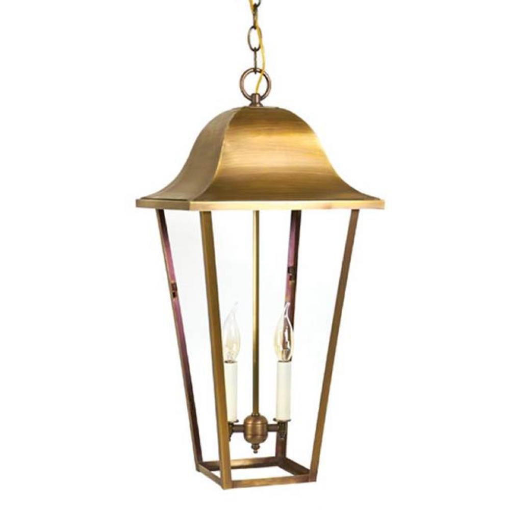 Hanging Dark Brass 2 Candelabra Sockets Clear Glass
