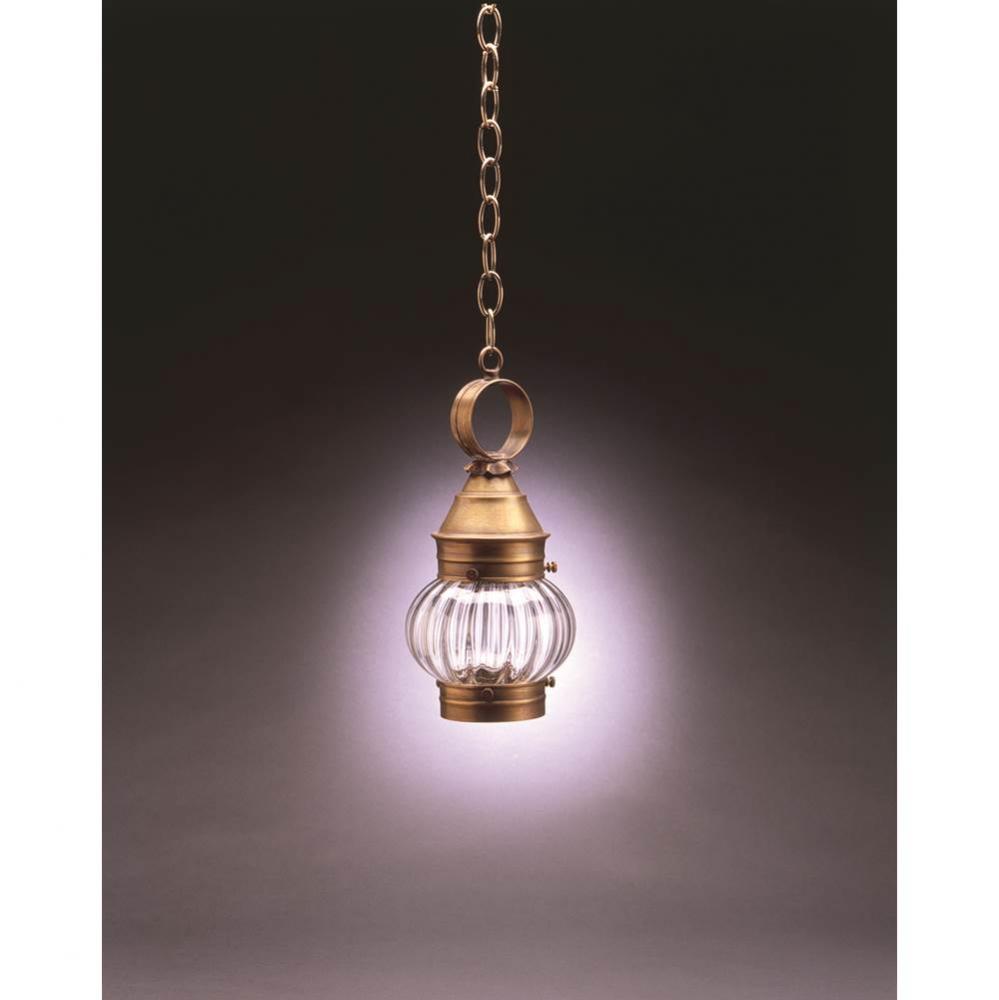 Onion Hanging No Cage Dark Antique Brass Medium Base Socket Optic Glass