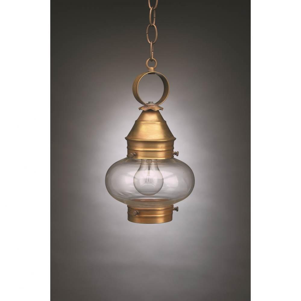 Onion Hanging No Cage Dark Brass Medium Base Socket Clear Glass