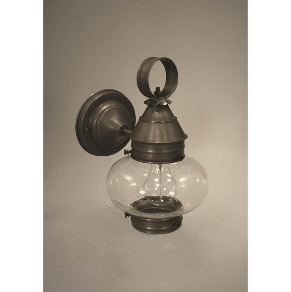 Onion Wall No Cage Dark Antique Brass Medium Base Socket Clear Glass