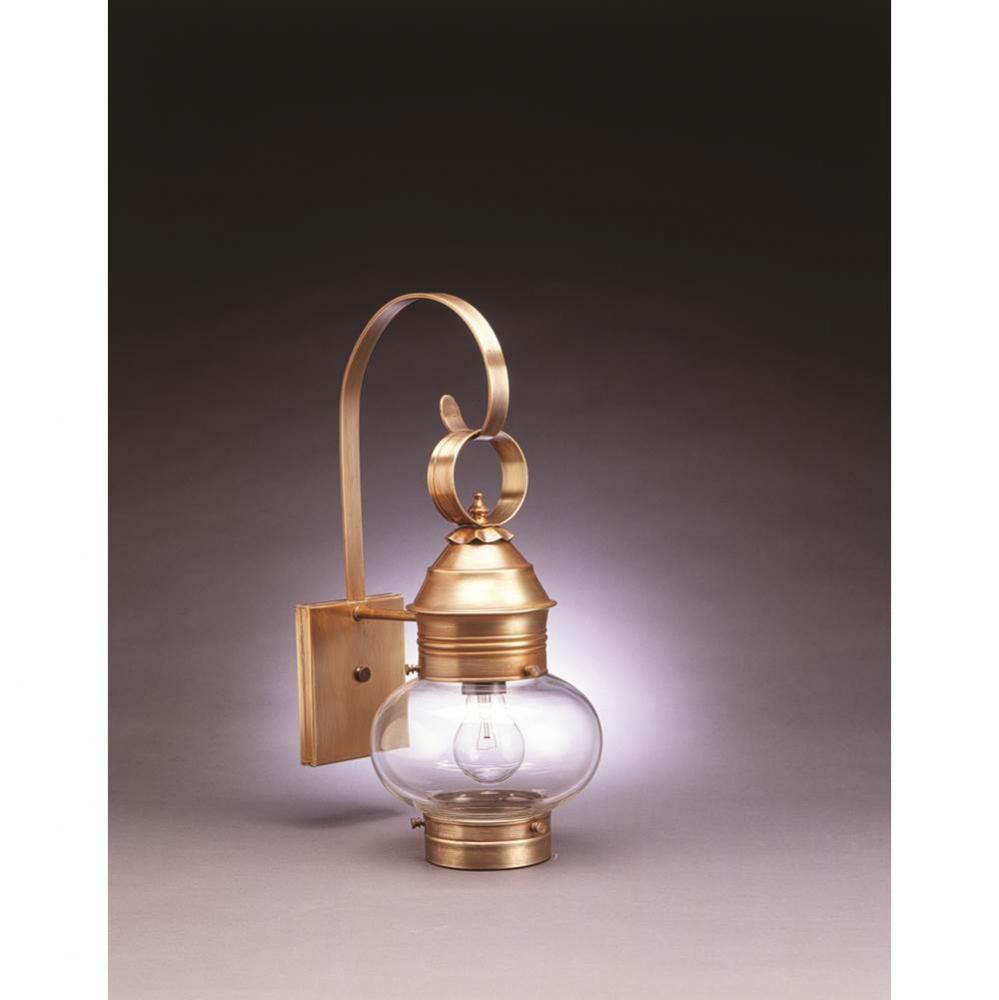 Onion Wall No Cage Antique Brass Medium Base Socket Clear Glass