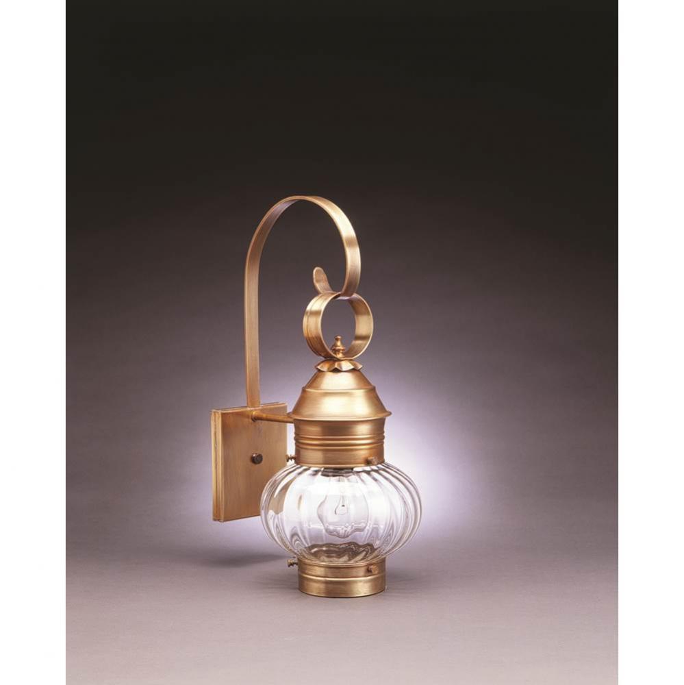 Onion Wall No Cage Antique Brass Medium Base Socket Optic Glass