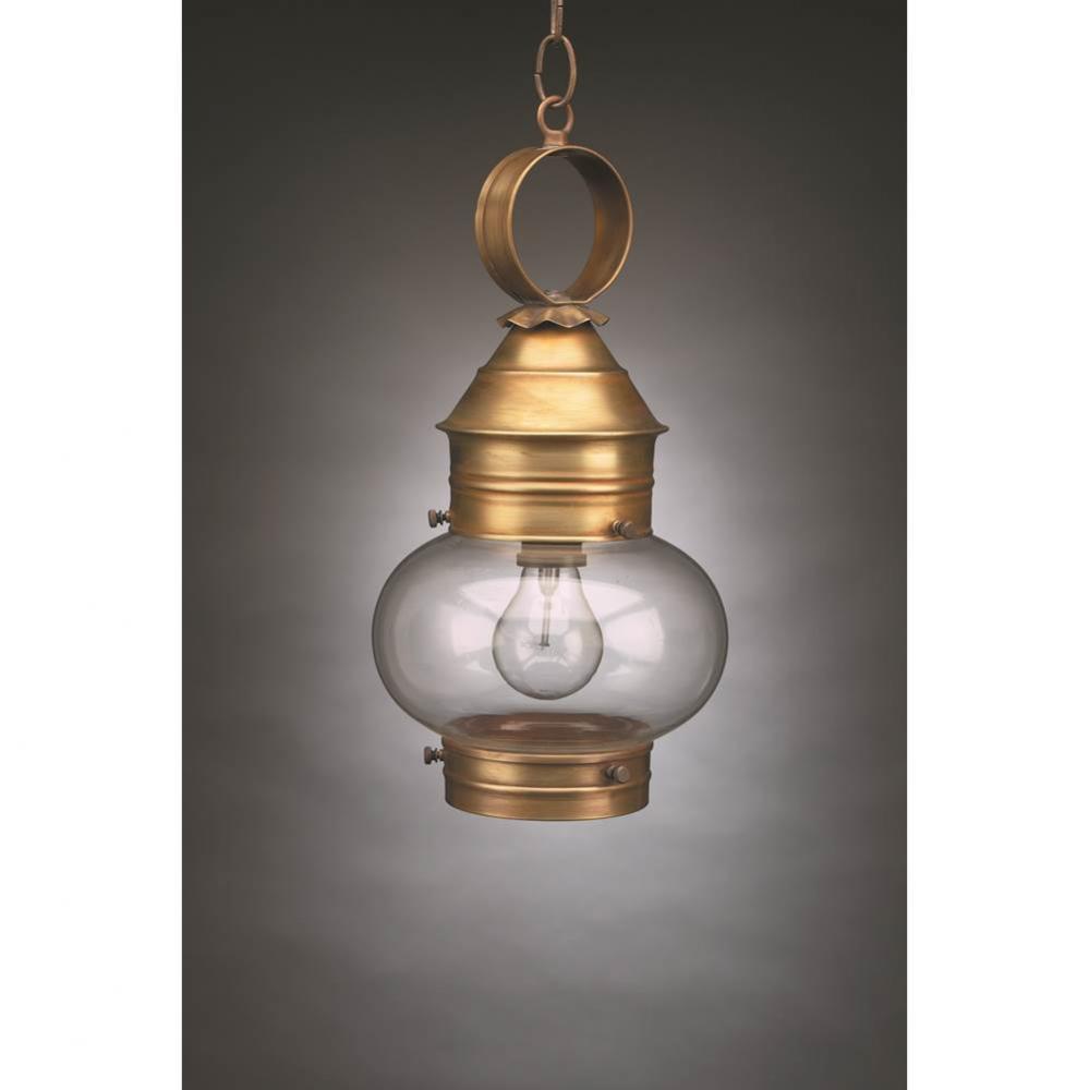 Onion Hanging No Cage Dark Brass Medium Base Socket Clear Glass